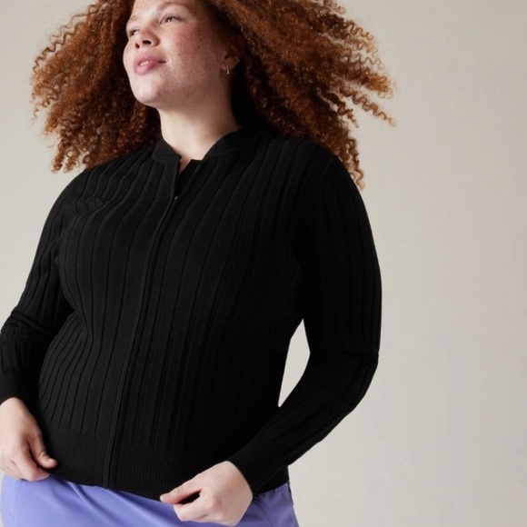 Athleta Fairway Sweater Women Xl Adonis Blue Full Zip Up Athletic Golf Cardigan - Picture 1 of 4